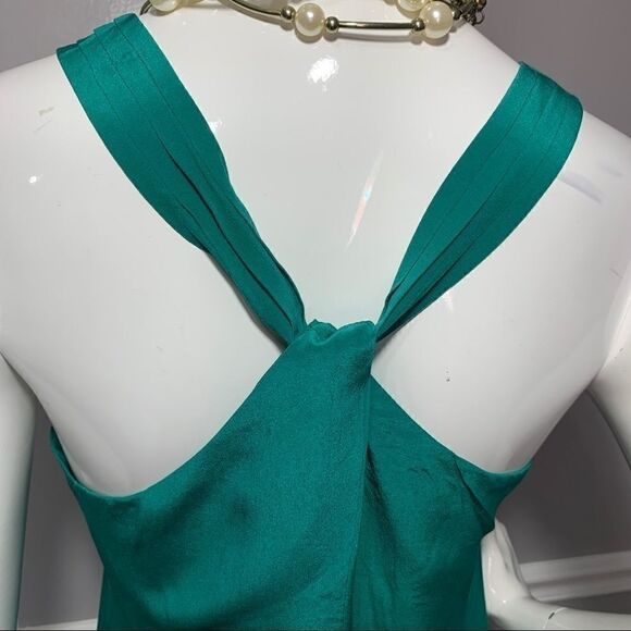 J. Crew Emerald Green silk twist tie back dress-4‎ - Picture 10 of 13